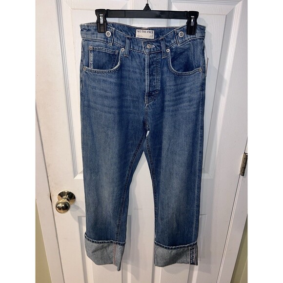 We the Free Slade Slim Selvedge Jeans Womens Sz 28 Cropped Cuffed New - Picture 10 of 10